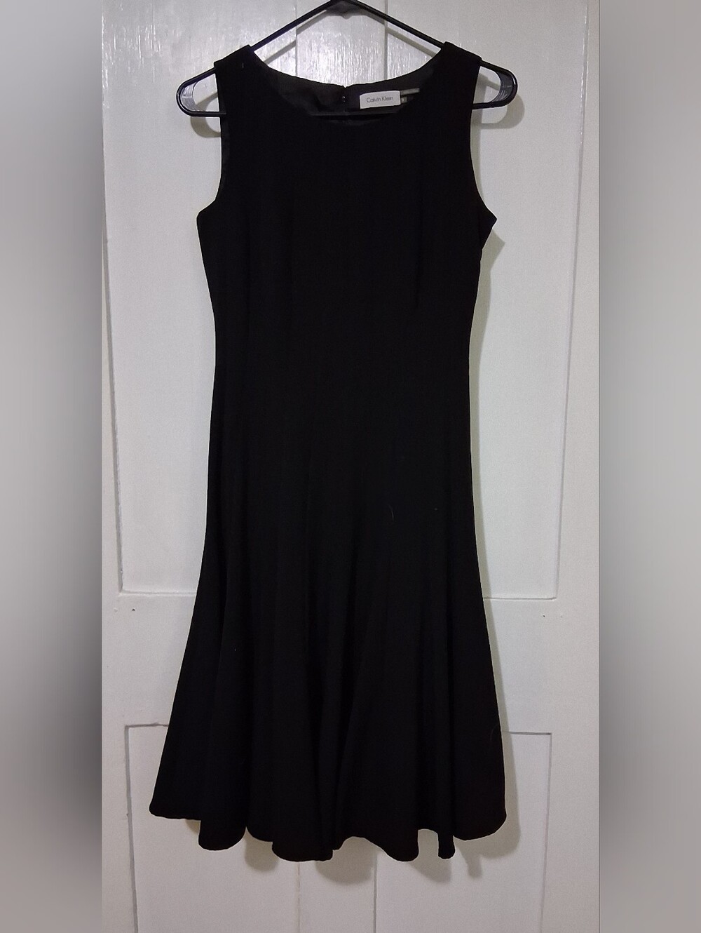 Calvin Klein Black Sleeveless Midi Dress with Flared Skirt